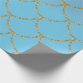 Blue & Gold Shimmer Mermaid Geburtstagsparty Geschenkpapier (Ecke)