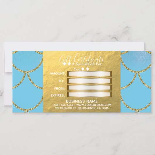Blue & Gold Shimmer Mermaid Gift (Rückseite)
