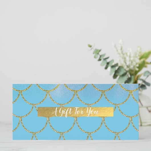 Blue & Gold Shimmer Mermaid Gift (Stehend Vorderseite)