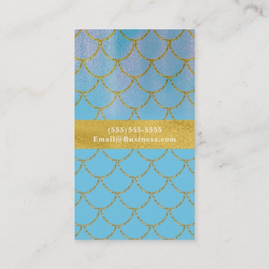 Blue & Gold Shimmer Mermaid Scales Glam Trendy Visitenkarte (Rückseite)