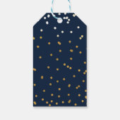 Blue & Gold Shiny Confetti Dots Chic Modern Geschenkanhänger (Rückseite)