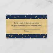 Blue & Gold Shiny Confetti Dots Diaper Raffle Begleitkarte (Rückseite)