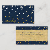 Blue & Gold Shiny Confetti Dots Diaper Raffle Begleitkarte (Vorne/Hinten)