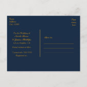 Blue & Gold Shiny Confetti Dots Save the Date Ankündigungspostkarte (Rückseite)