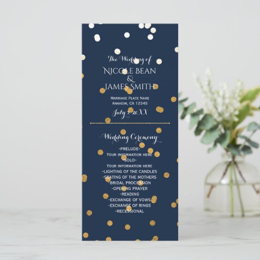 Blue & Gold Shiny Imitate Foil Confetti Programm R (Stehend Vorderseite)