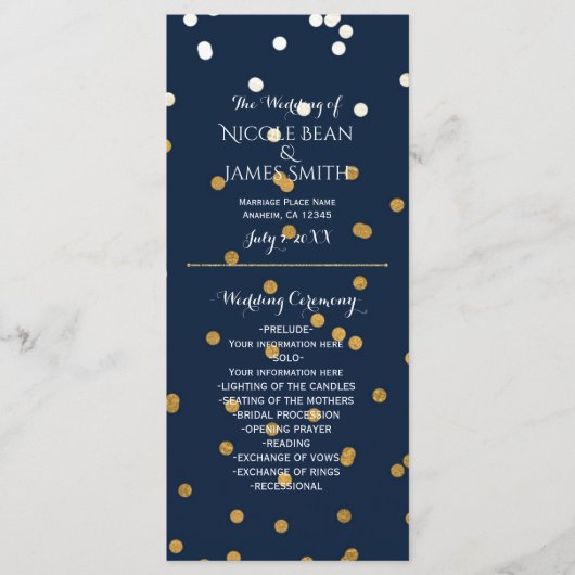 Blue & Gold Shiny Imitate Foil Confetti Programm R (Vorderseite)