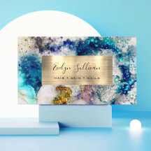 Blue Gold Silber Glitzer Aquarell Business Card