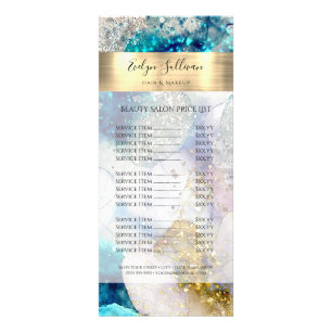 Blue Gold Silber Glitzer Aquarell Preisliste Werbekarte