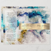 Blue Gold Silber Glitzer Aquarellbroschüre (Vorne/Hinten)
