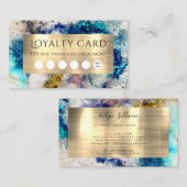 Blue Gold Silber Glitzer Aquarellkarte Visitenkarte (Vorne/Hinten)