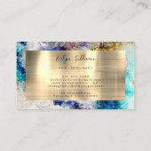 Blue Gold Silber Glitzer Aquarellkarte Visitenkarte (Rückseite)