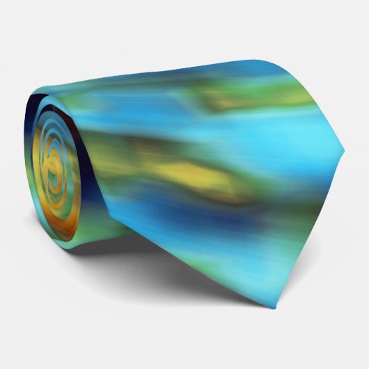 Blue Gold Silber Watercolor Abstrakt Krawatte (Gerollt)