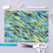 Blue Gold Silber Watercolor Abstrakt Seidenpapier (Handwerk)