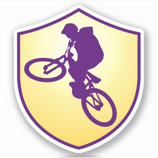 Blue Gold Silhouette Cyclist Shield Aufkleber (Vorderseite)