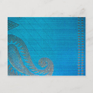 Blue & Gold Silk Paisley Tuch Postkarte