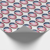 Blue Gold, Silver Gerahmt USA Flag Globe Muster Geschenkpapier (Ecke)