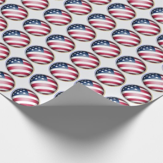 Blue Gold, Silver Gerahmt USA Flag Globe Muster Geschenkpapier (Ecke)