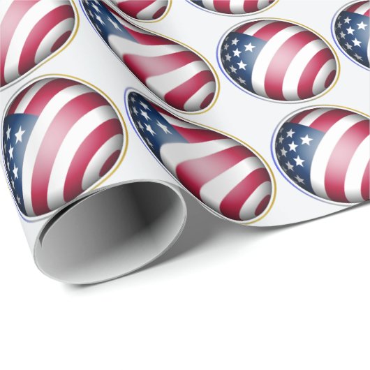 Blue Gold, Silver Gerahmt USA Flag Globe Muster Geschenkpapier (Rolleneckpunkt)
