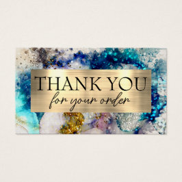 Blue Gold Silver Glitzer Aquarell Ermäßigungskarte