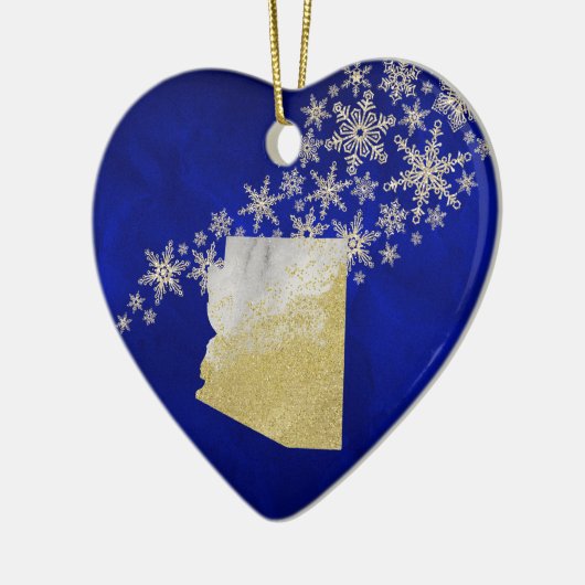 Blue Gold Snowflake Arizona Keramik Ornament (Links)