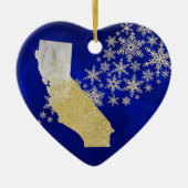 Blue Gold Snowflake California Keramik Ornament (Vorne)