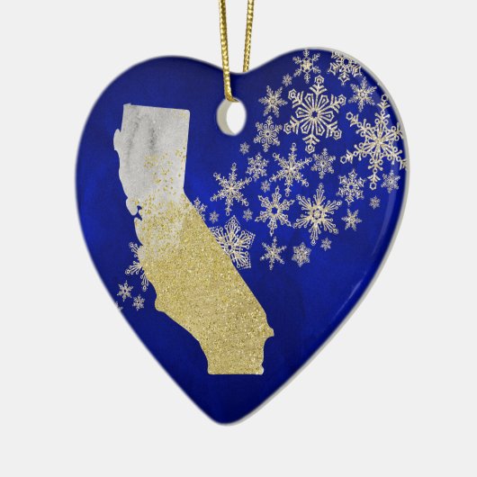 Blue Gold Snowflake California Keramik Ornament (Links)