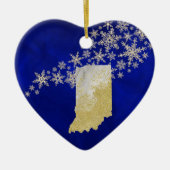 Blue Gold Snowflake Indiana Herz Keramik Ornament (Vorne)