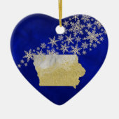 Blue Gold Snowflake Iowa Keramik Ornament (Vorne)
