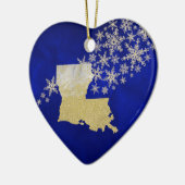 Blue Gold Snowflake Louisiana Herz Keramik Ornament (Links)