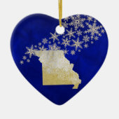 Blue Gold Snowflake Missouri Keramik Ornament (Vorne)