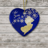 Blue Gold Snowflake New Jersey Herz Keramik Ornament