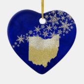 Blue Gold Snowflake Ohio Keramik Ornament (Vorne)