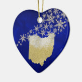Blue Gold Snowflake Ohio Keramik Ornament (Links)