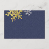 Blue Gold Snowflake Winter Hochzeitskarte RSVP Karte (Rückseite)