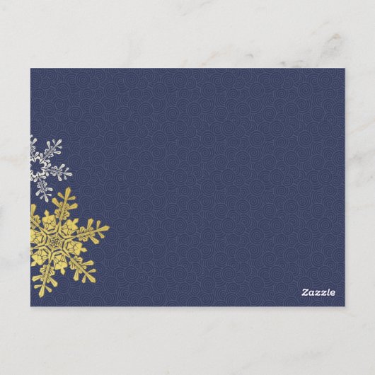 Blue Gold Snowflake Winter Wedding Table Card Postkarte (Rückseite)