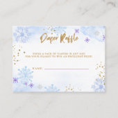 Blue Gold Snowflakes Baby Duschdusche Windeln Raff Begleitkarte (Vorderseite)