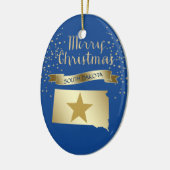 Blue Gold South Dakota Star Keramik Ornament (Links)