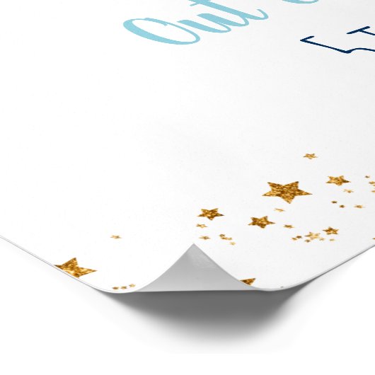 Blue Gold Space Geburtstag Willkommen Poster (Ecke)