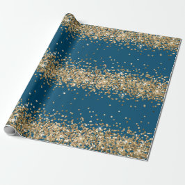 Blue Gold Sparkle Glitzer Geschenkpapier
