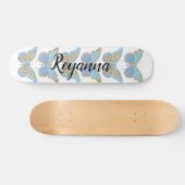 Blue-Gold-Sparkle-Schmetterlinge Personalisiert Skateboard (Horizontal)