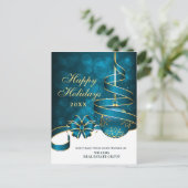 Blue Gold Sparkle Weihnachtsgrüße Postkarte (Stehend Vorderseite)