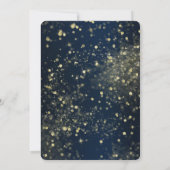 Blue & Gold Sparkling Lights Glam Verlobung Einladung (Rückseite)