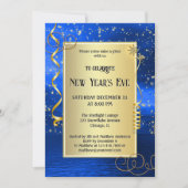 Blue Gold Sparkling Silvester Einladung (Vorderseite)