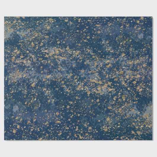 Blue & Gold Spritzer Glam Modern Geschenkpapier (Flach)