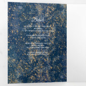 Blue Gold Spritzer Modern Trifold Wedding Program Dreifach Gefaltete Einladung (Innen Erste Seite)