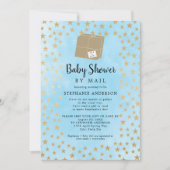 Blue Gold Star Boy Baby Dusche per E-Mail Einladung (Vorderseite)
