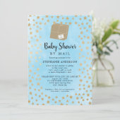 Blue Gold Star Boy Baby Dusche per E-Mail Einladung (Stehend Vorderseite)