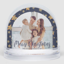 Blue Gold Star Family Foto Frohe Weihnachten