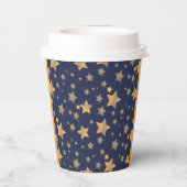 Blue Gold Star Muster Vintag Elegante Weihnachten Pappbecher (Rückseite)
