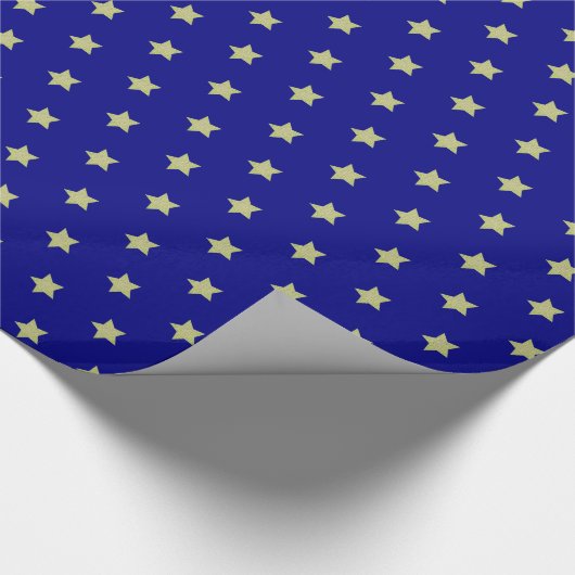 Blue & Gold Star Pattern Geschenkpapier (Ecke)